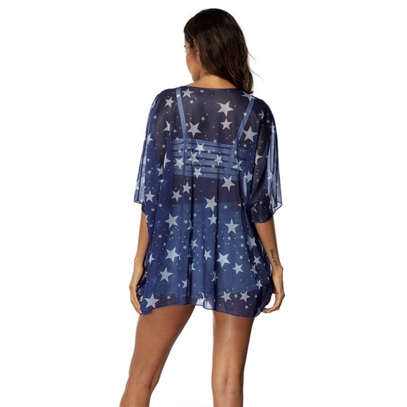 NWT Sheer Stars Printed Cover-up - Picture 3 of 5